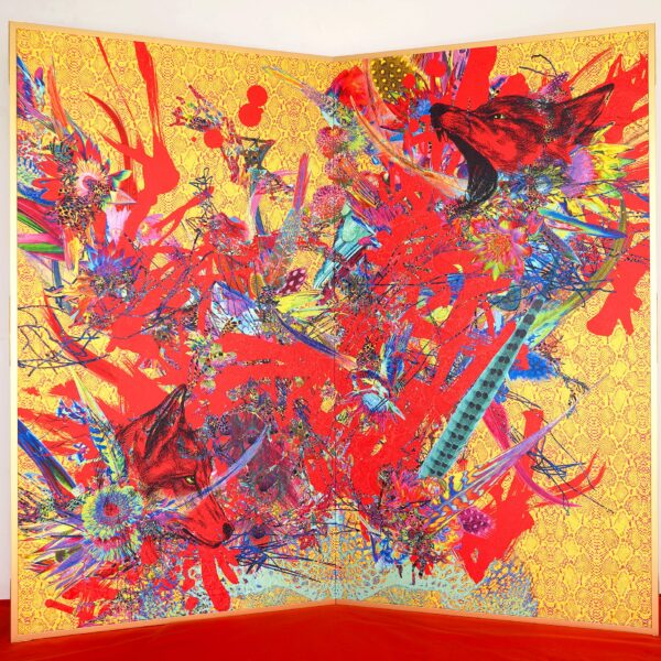 大口真神阿吽二曲屏風